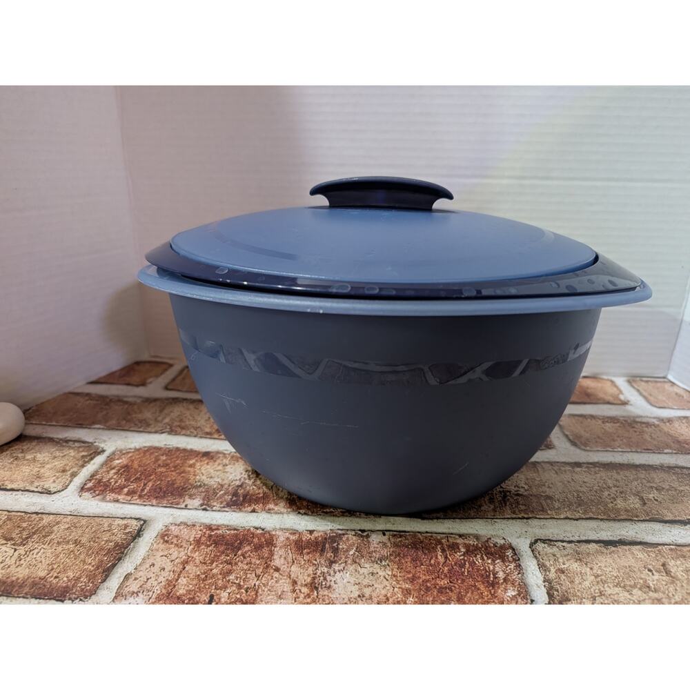 RARE Blue Tupperware Heat N Serve Insulated Serving Bowl & Lid 4.3 Liter 4995A-1